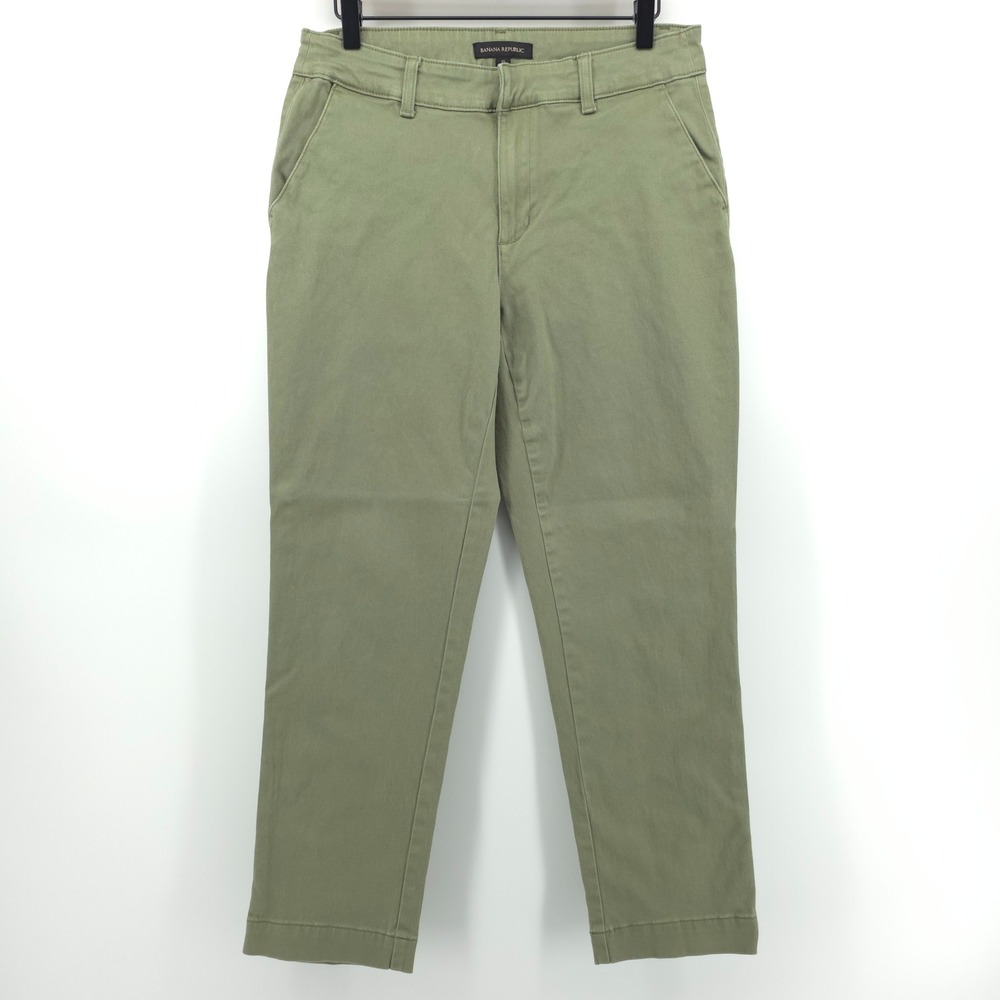 Banana Republic Womens Chino Pants Size 10 Olive Green Straight Leg Ankle Pant